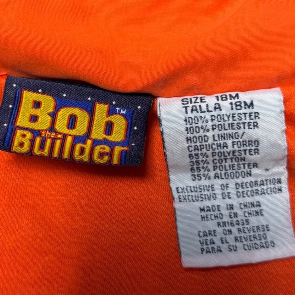 Y2K Vintage Bob the Builder Utility Vest Cargo Pockets Orange Toddler 18M‎ - Picture 6 of 6
